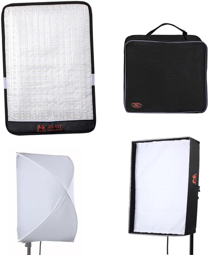 Falcon Eyes RX-12T Kit 280 Lights Lightweight Roll-Flex LED Light Waterproof Lamp with Softbox Diffuser (RX-12T with Diffuser)