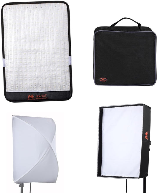 Falcon Eyes RX-12T Kit 280 Lights Lightweight Roll-Flex LED Light Waterproof Lamp with Softbox Diffuser (RX-12T with Diffuser)