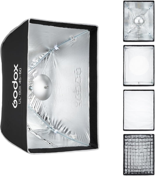 Godox UL-Series Quick Release Umbrella Softbox - 5 Shapes Edge Mask & Bowens Mount for Portraits/Product/Live Streaming, 45x60cm