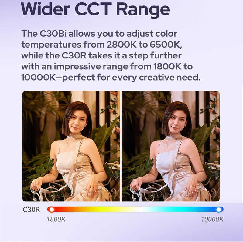 GODOX Litemons C30R RGB Led Video Panel Light,30W On Camera Pocket Lights CCT 1,800K-10,000K,3350mAh Rechargeable for Photography,Videographer and Vlogging