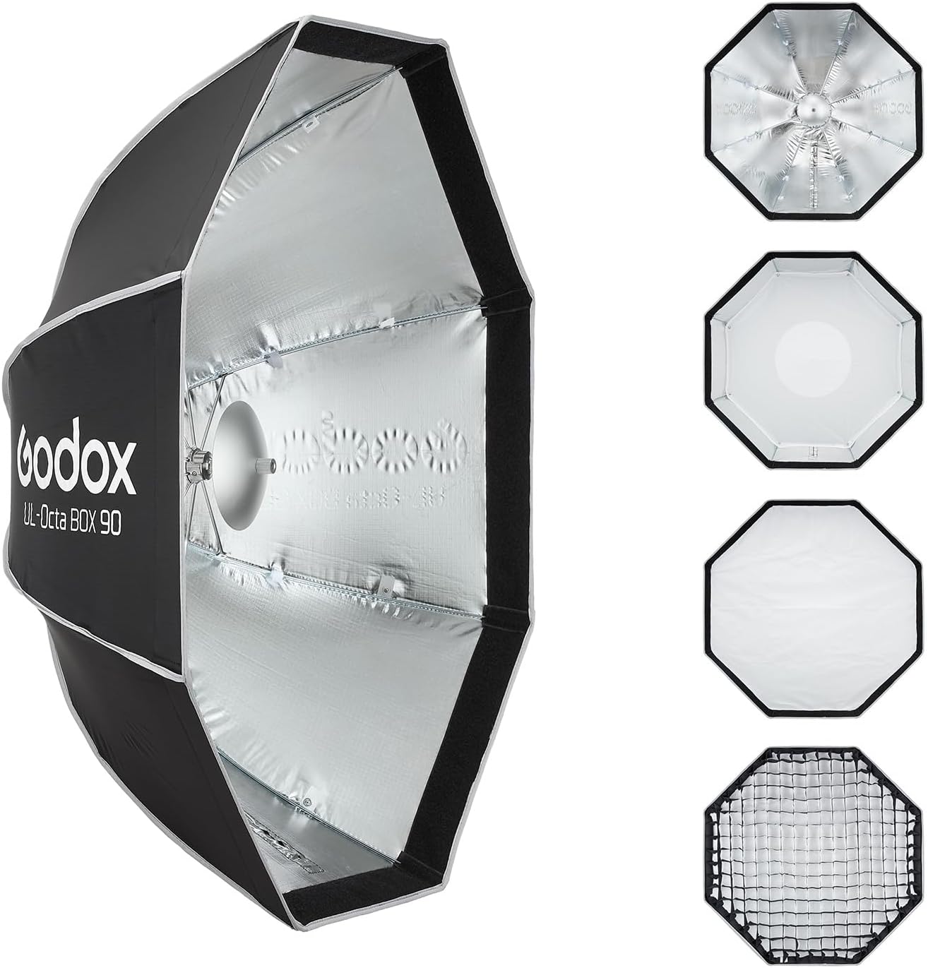 Godox UL-Series Quick Release Umbrella Softbox - 5 Shapes Edge Mask & Bowens Mount for Portraits/Product/Live Streaming, Octa 90cm