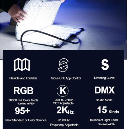 Aputure Amaran F22C RGBWW Flexible Led Video Light 2500K~7500K,200W Output LED Panel Light,15 Lighting FX with Honeycomb Grid Soft Box,Support App Control for Photo Studio Photography Lighting