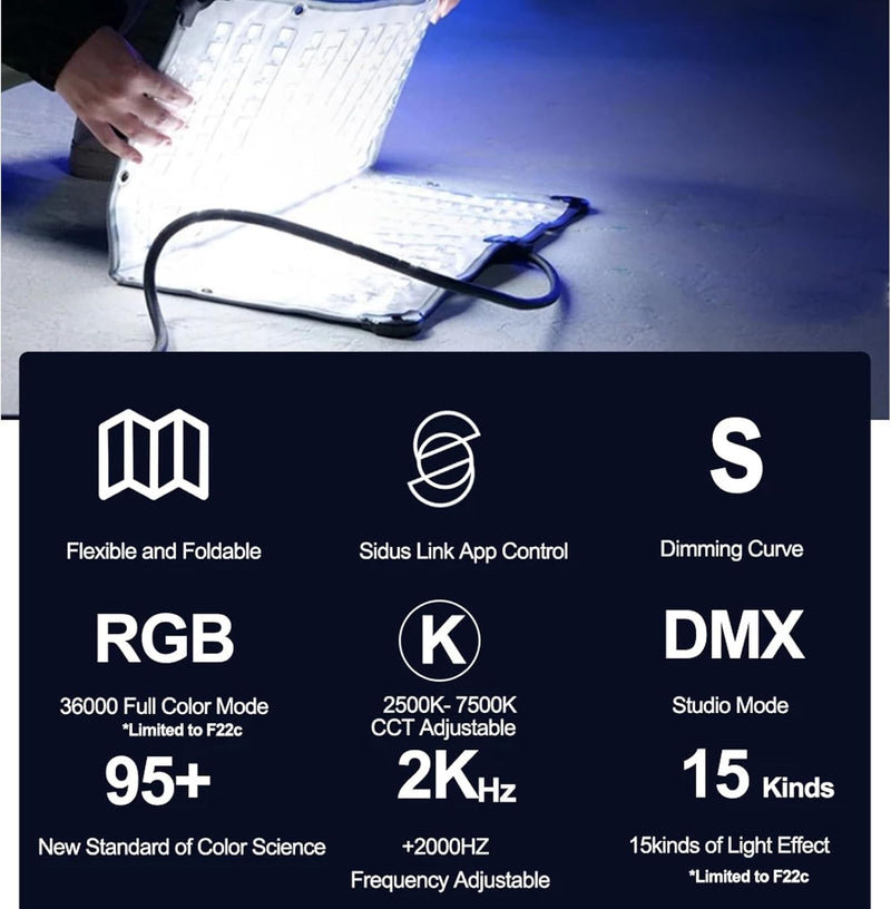 Aputure Amaran F22C RGBWW Flexible Led Video Light 2500K~7500K,200W Output LED Panel Light,15 Lighting FX with Honeycomb Grid Soft Box,Support App Control for Photo Studio Photography Lighting