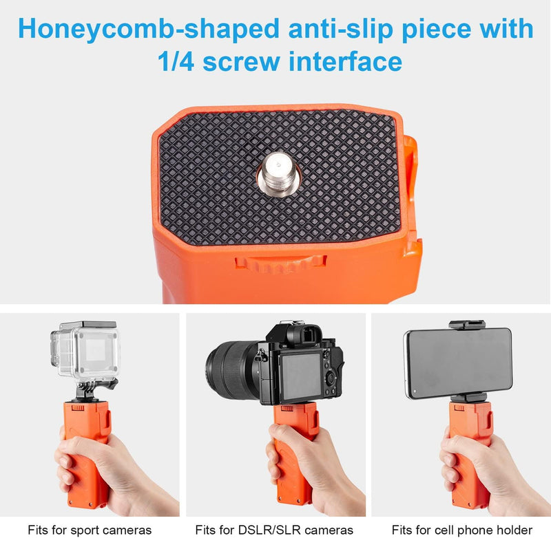 Fomito H1 Camera Handle Grip Stabilizer - Camera Grip Handle. Pistol Grip with 1/4" Screw and Fit for Sport/DSLR/SLR Cameras, Cell Phone Holders.Perfect for Photography, Weddings, Vlogs（Orange）