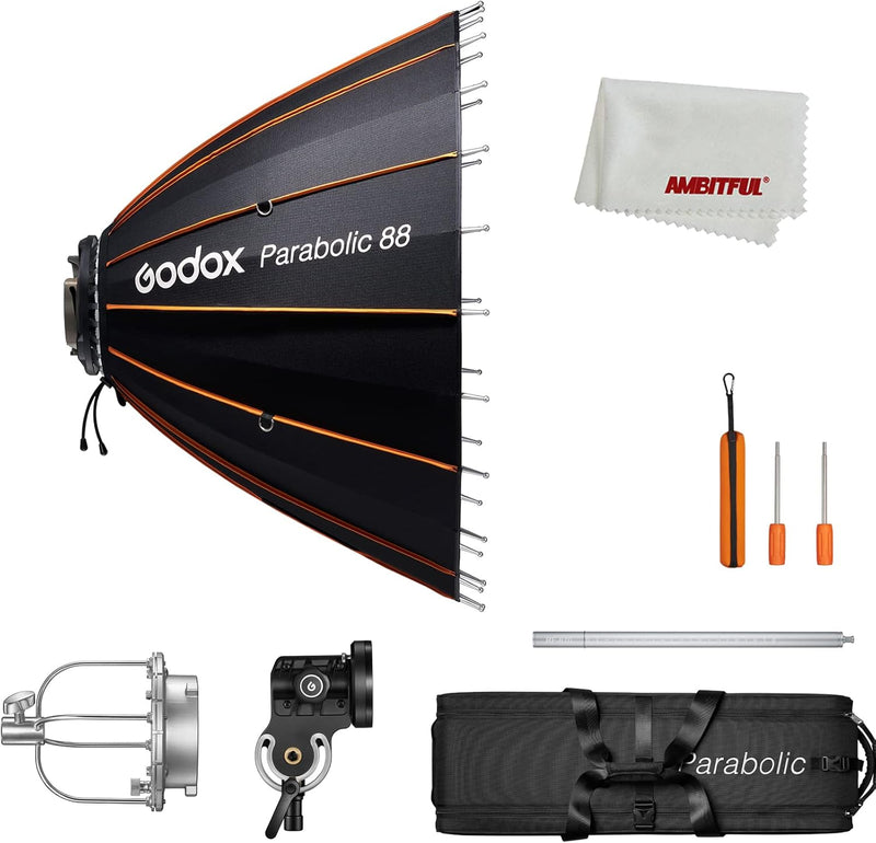 Godox Parabolic Light Focusing System P68 Kit Parabolic Softbox, Quick-Setup Bowens Mount for Godox SL-60W SL150WII VL150 VL300 UL150 UL60 SZ150R SZ200BI and Bowens Mount Falsh (P68 Kit)