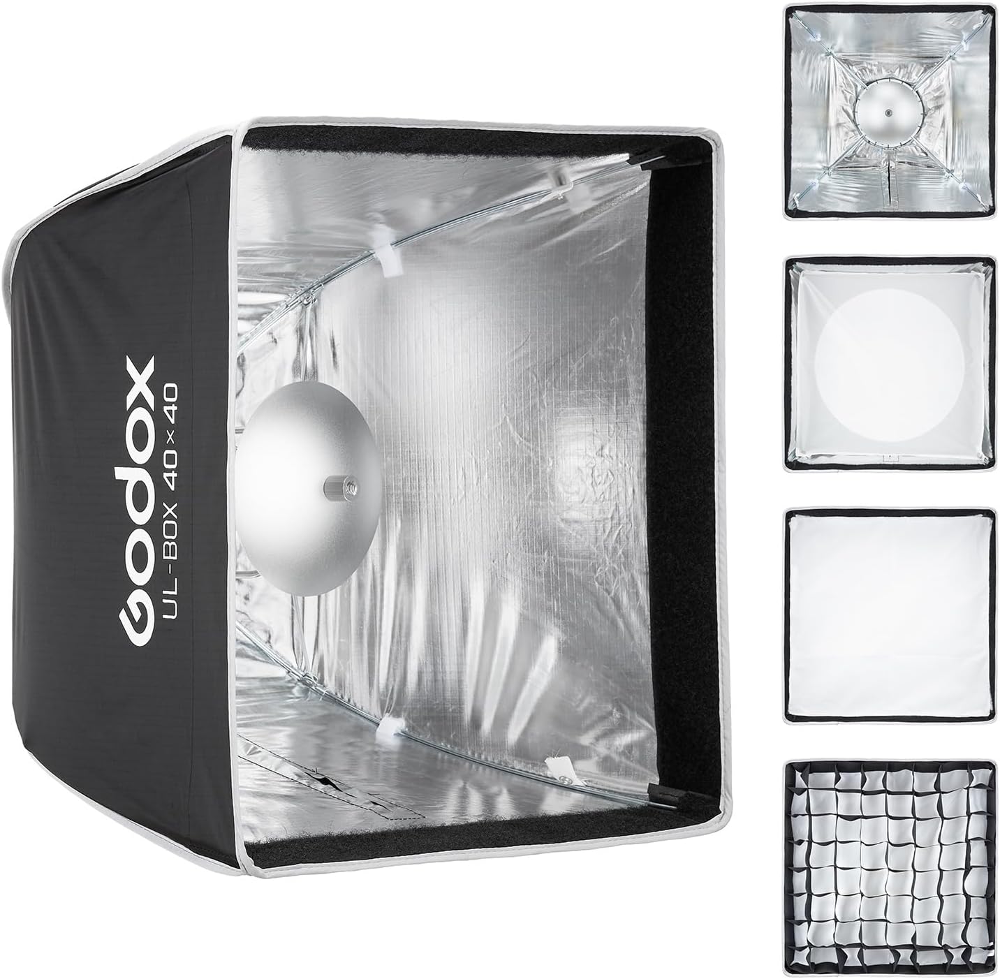 Godox UL-Series Quick Release Umbrella Softbox - 5 Shapes Edge Mask & Bowens Mount for Portraits/Product/Live Streaming, BOX 40x40cm