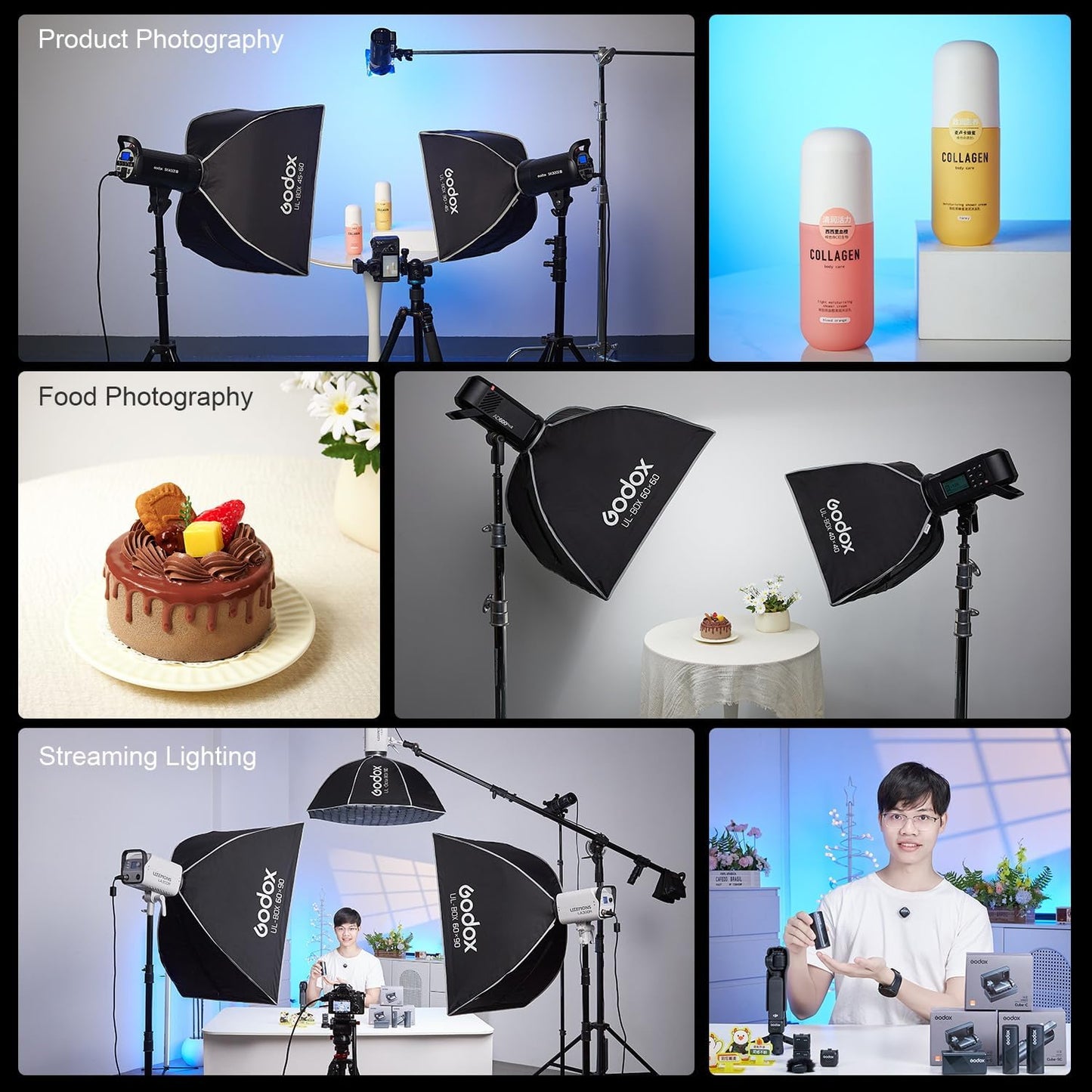Godox UL-Series Quick Release Umbrella Softbox - 5 Shapes Edge Mask & Bowens Mount for Portraits/Product/Live Streaming, 60x90cm