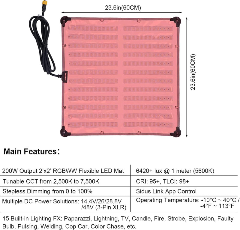 Aputure Amaran F22C RGBWW Flexible Led Video Light 2500K~7500K,200W Output LED Panel Light,15 Lighting FX with Honeycomb Grid Soft Box,Support App Control for Photo Studio Photography Lighting