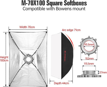 JINBEI 70×100cm/27×39inch Portable Rectangular Softbox,Studio Monolight Light Softbox with Bowens Mount,for Studio Strobe Flash Portrait Product Photography