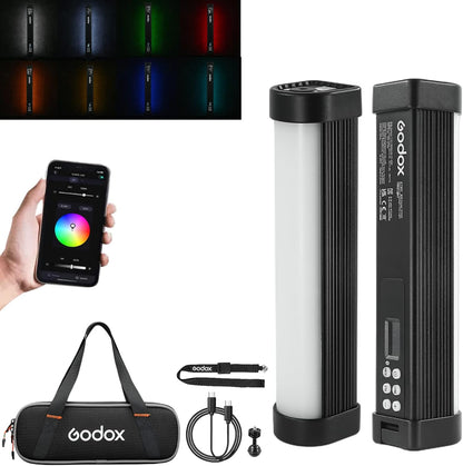 Godox WT25R RGB Waterproof LED Tube Light, 20W 9.8’’ RGB Underwater LED Light 1800K-10000K, CRI Dimming 0-100%, 13 FX Effects with CCT/HSI/Gel Mode, Supports 40m Dive Depth&Bluetooth APP Control