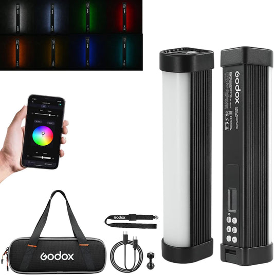 Godox WT25R RGB Waterproof LED Tube Light, 20W 9.8’’ RGB Underwater LED Light 1800K-10000K, CRI Dimming 0-100%, 13 FX Effects with CCT/HSI/Gel Mode, Supports 40m Dive Depth&Bluetooth APP Control