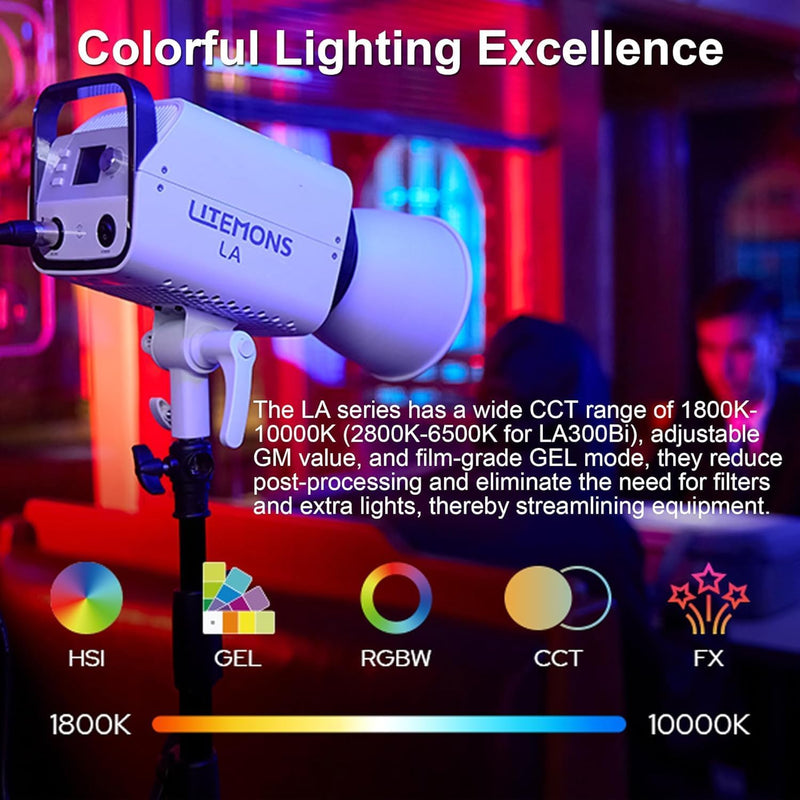 Godox LA200R RGB LED Video Light with Carry Bag, 220W 68000Lux@1M Studio Bright Light, 1800K-10000K Bowens Mount RGB LED Light with 14 FX Effects 0-100% Dimming for Videography