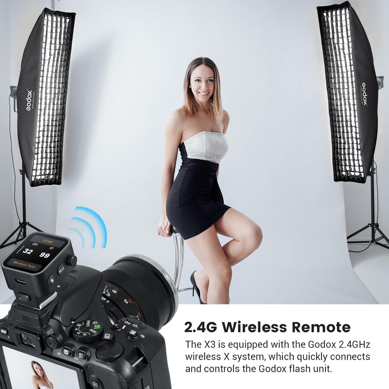 Godox X3-S Touchscreen TTL Wireless Flash Trigger for Sony Camera, 1/8000s HSS TTL TCM Function, Built-in Battery USB-C Charge Flash Transmitter Compatible with Sony A7IV A7C A7M4 A7R A7RIII