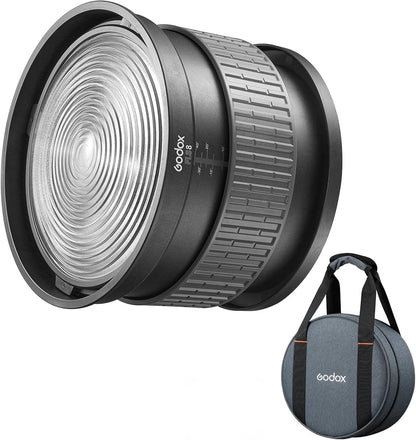 Godox FLS8 Fresnel Lens with Bowens Mount for Godox SL60W VL150 SL150II SZ150R SL200II SZ200BI Spotlight for Aputure LED Lights and Other Bowens Mount Continuous Lights (Adjustable Beam Angle 10-40°)