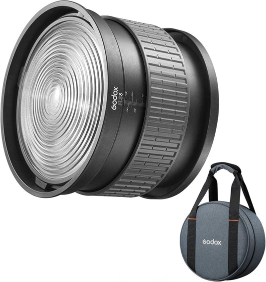 Godox FLS8 Fresnel Lens with Bowens Mount for Godox SL60W VL150 SL150II SZ150R SL200II SZ200BI Spotlight for Aputure LED Lights and Other Bowens Mount Continuous Lights (Adjustable Beam Angle 10-40°)