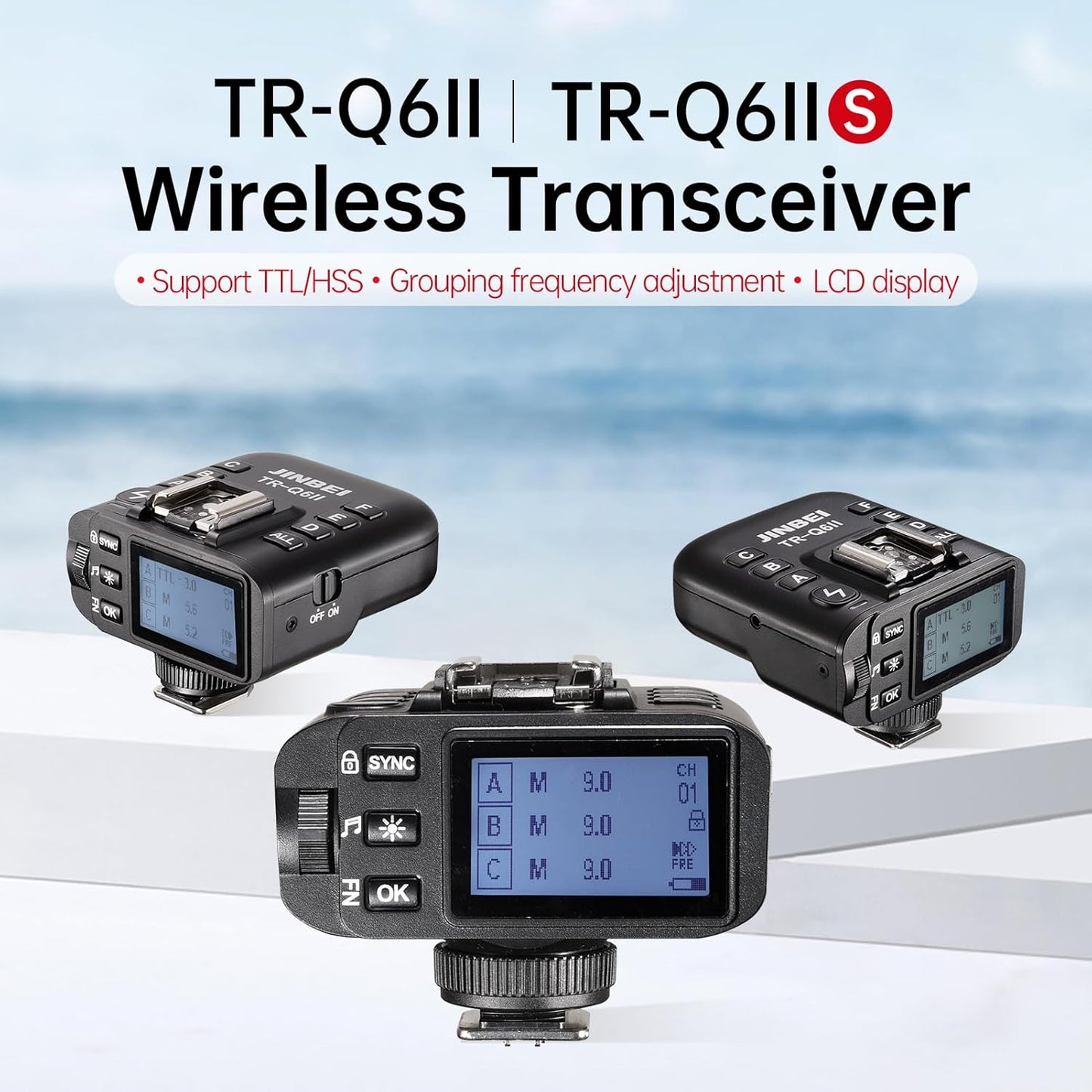 JINBEI TR-Q6II 2.4G Wireless Flash Trigger, Universal Hot Shoe for C/N/F/O/P
