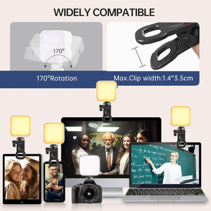 JINBEI P6 Bi-Color Mini Video Light LED Camera Light 2700K-7500K with 4 Cold Shoe Mount CRI 95+ 2000mAh Rechargeable Portable Photography Lighting for Vlog Live Streaming （White）
