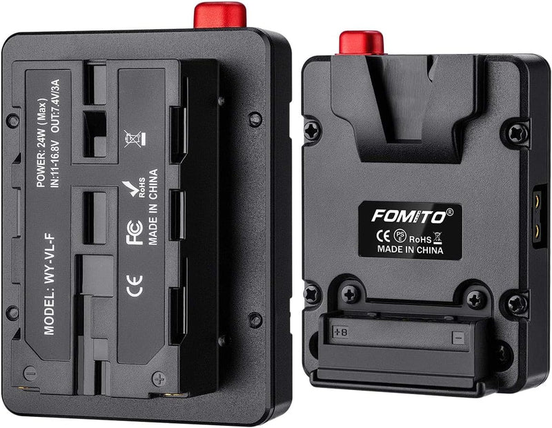 Fomito NP-F Dummy Battery to V-Lock V Mount Plate for Sony F970 F750 F550 Battery to Camera Monitor Neewer F100 FEELWORLD FW568 F5 T7, LED Video Light CN160 CN216 YN300 II YN-600 W260