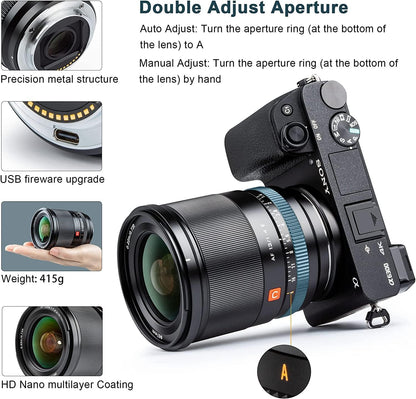 E-Mount AF 13mm F1.4 Wide-angle Prime Lens Large Aperture Portrait Lens Compatible with APS-C format Cameras Sony a7II, a7III, a7C, a7RII, a7RIII, a7SII, a7SIII, a9, FX30, a6000/6100/6300/6400/6600