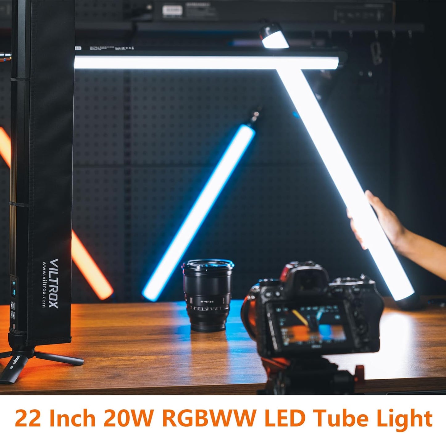 VILTROX 58cm 20W RGB Light Stick,1920LM 2500K~8500K TLCI≥97 LED Photographye Tube Light, Phone Control RGB Photo Lamp for YouTube, TikTok, Game Streaming, Party Bar (K60)