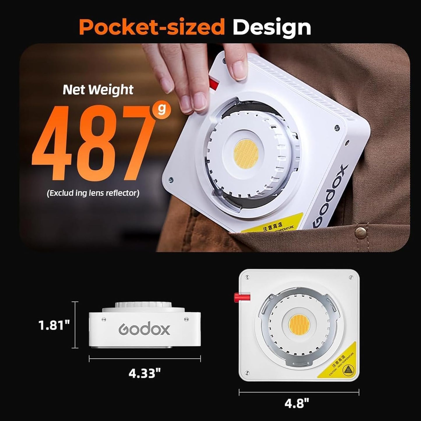Godox ML100R RGB LED Video Light 110W CCT 1800K-10000K,App Control for Portraits Photography Lighting,YouTube/TikTok Video Recording,Filming,Live Streaming,Studio Lighting Production