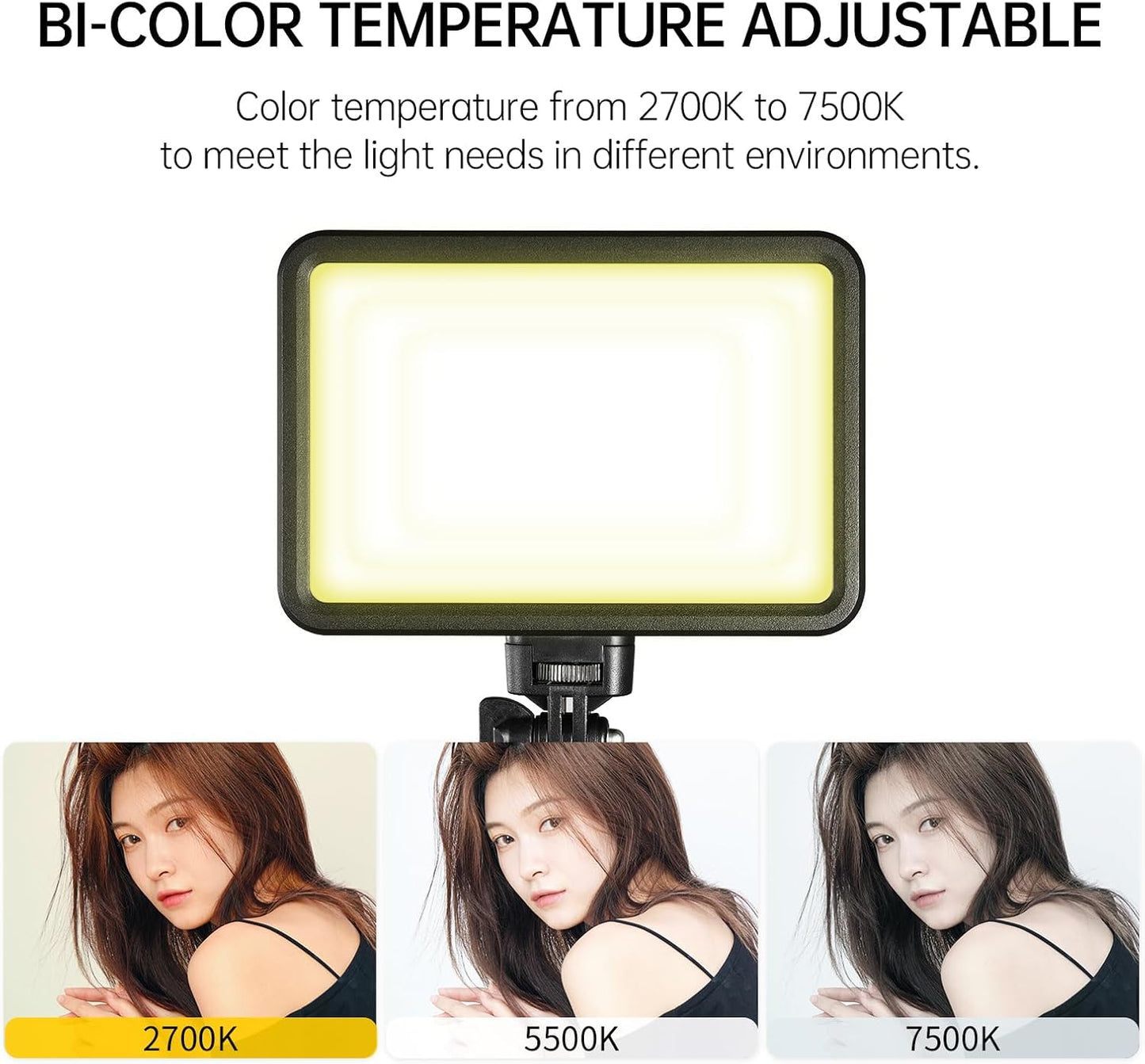 JINBEI P12BI LED Video Soft Light, 119 LEDs, 2700K-7500K, Nine Preset Effects, Studio & Camera Light with USB-C, Tripod & Mount, 2-Hour Battery Life