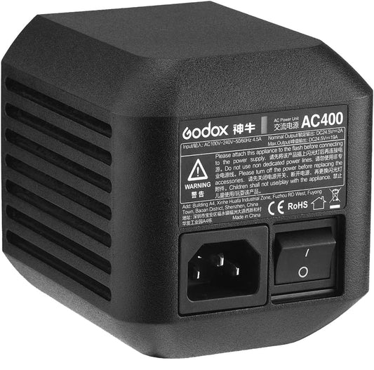 Godox AC400 AC Power Unit Source Adapter with 5m Cable for Godox AD400 Pro Monolights All-in-One Outdoor Flash Strobe (Godox AC-400 for AD400Pro)