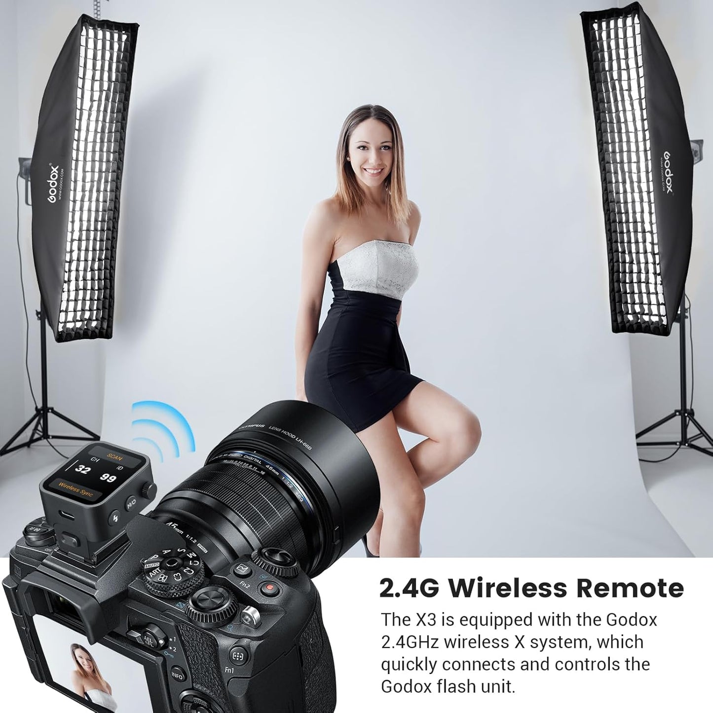 Godox X3-O Touchscreen TTL Wireless Flash Trigger for Olympus/Panasonic Camera, 1/8000s HSS TTL TCM Function, Built-in Battery USB-C Charge Flash Transmitter Compatible with Olympus E-P3 E-PL5 E-M1