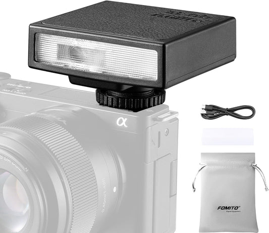 Fomito-QU-12 Camera Flash, Mini Flash Speedlite, Single Contact Hotshoe,Built-in Lithium Battery for Canon/Nikon/Fuji/Sony/Olympus Camera-F0068