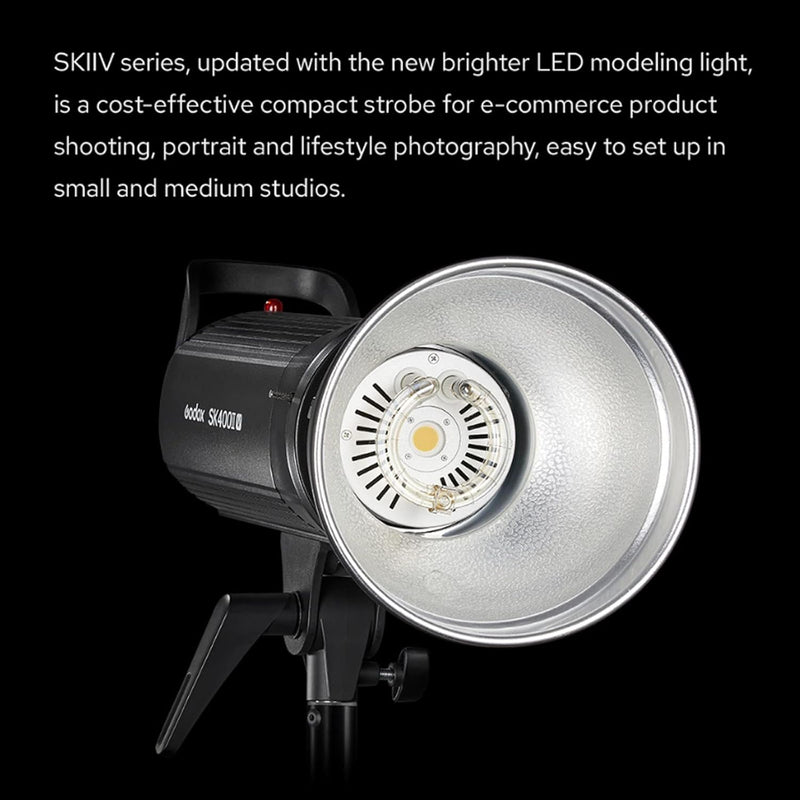 Godox SK400IIV 400Ws Strobe Studio Flash GN65 5700K 2.4G with LED Modeling Lamp Bowens Mount Monolight Strobe Light for Studio, Portrait, Commerce Photography, etc (SK400II Upgraded Version)