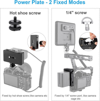 FOMITO NP-F970/960/770/750 NP-F Battery Plate with Power Indicator Light DC8V 12V USB-C 30W PD Output for DSLR Camera Field Monitor Microphone Smartphone