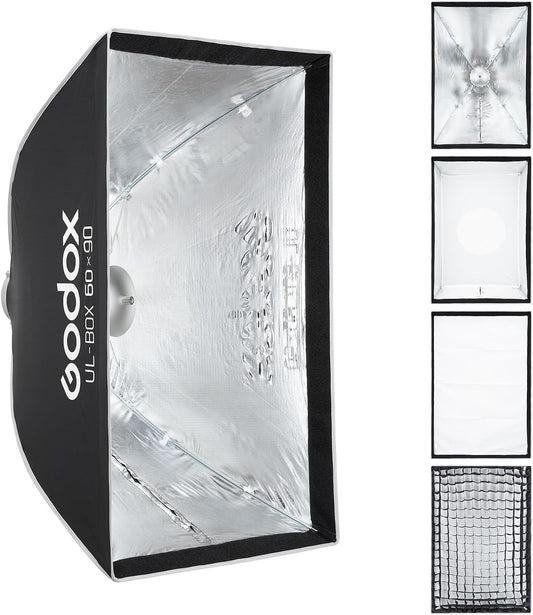 Godox UL-Series Quick Release Umbrella Softbox - 5 Shapes Edge Mask & Bowens Mount for Portraits/Product/Live Streaming, 90x120cm