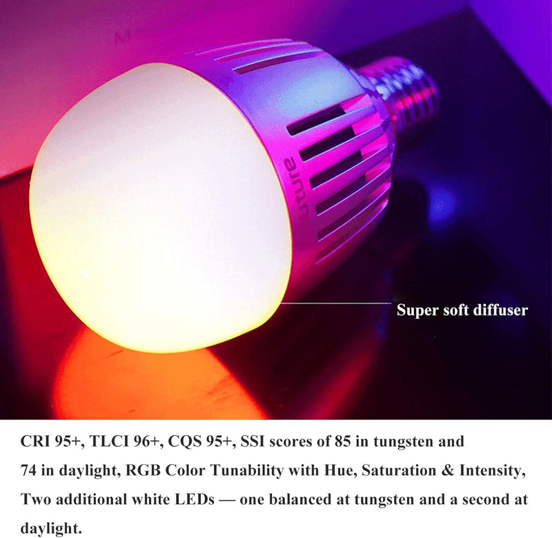 Aputure Accent B7c LED Smart Bulb 7W RGBWW,2000k-10000k Bi Color,CCT/HSI/FX Mode,App Control Built-in Battery, E26/E27 Socket