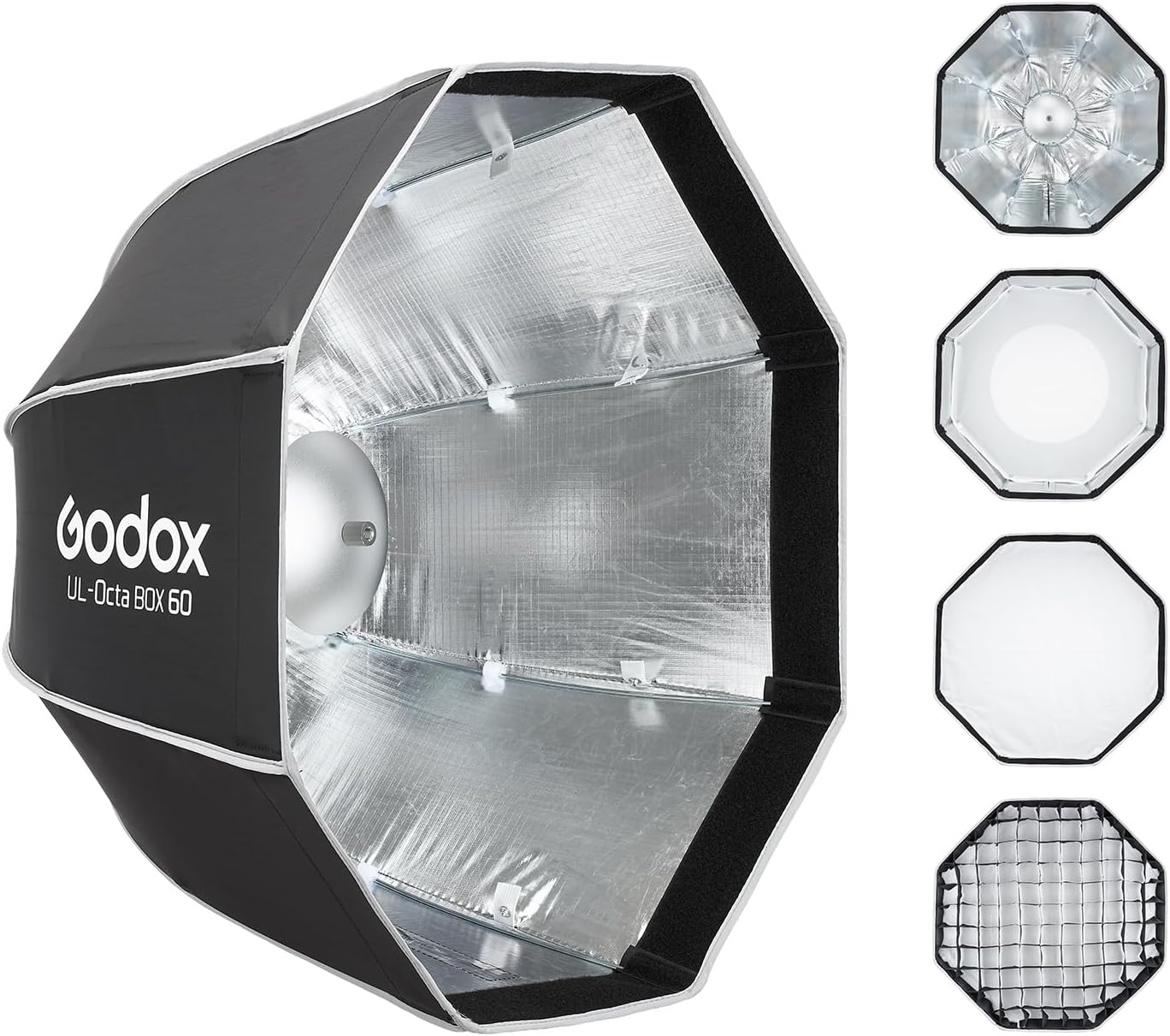 Godox UL-Series Quick Release Umbrella Softbox - 5 Shapes Edge Mask & Bowens Mount for Portraits/Product/Live Streaming, Octa 60cm