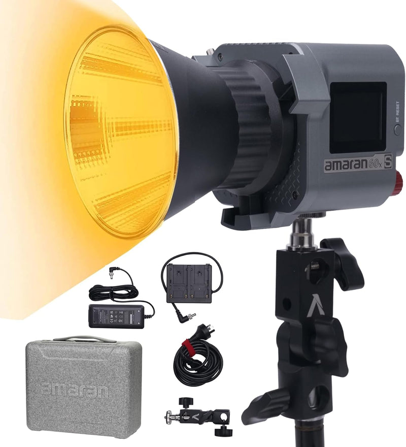 Aputure Amaran COB 60X S LED Video Light Bowens Mount,33,300 lux @1m Bi-Color 2700-6500k Photography Studio Lighting,AC/DC Power Support with App Control for Studio Live Streaming Video Shooting