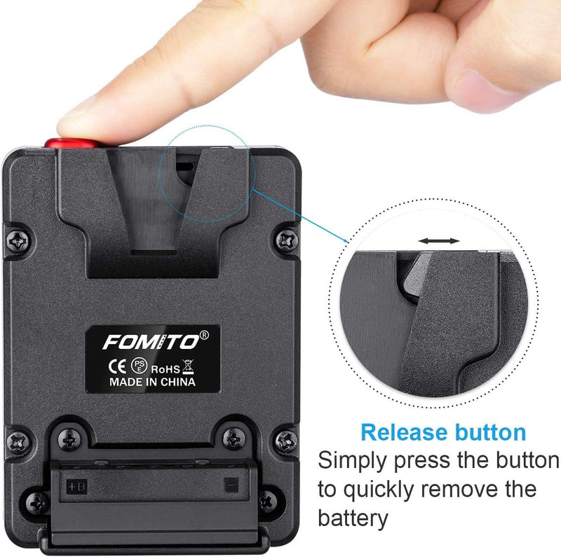 Fomito NP-F Dummy Battery to V-Lock V Mount Plate for Sony F970 F750 F550 Battery to Camera Monitor Neewer F100 FEELWORLD FW568 F5 T7, LED Video Light CN160 CN216 YN300 II YN-600 W260