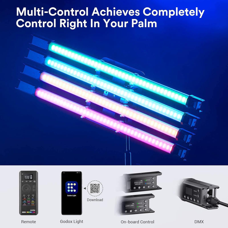 Godox TL60 Tube Light, Full Color RGB LED Video Light, 2700K-6500K Rechargeable Dimmable LED Light Stick, CRI 96+, TLCI 98+ with Built-in 2600mAh Battery and APP DMX Control