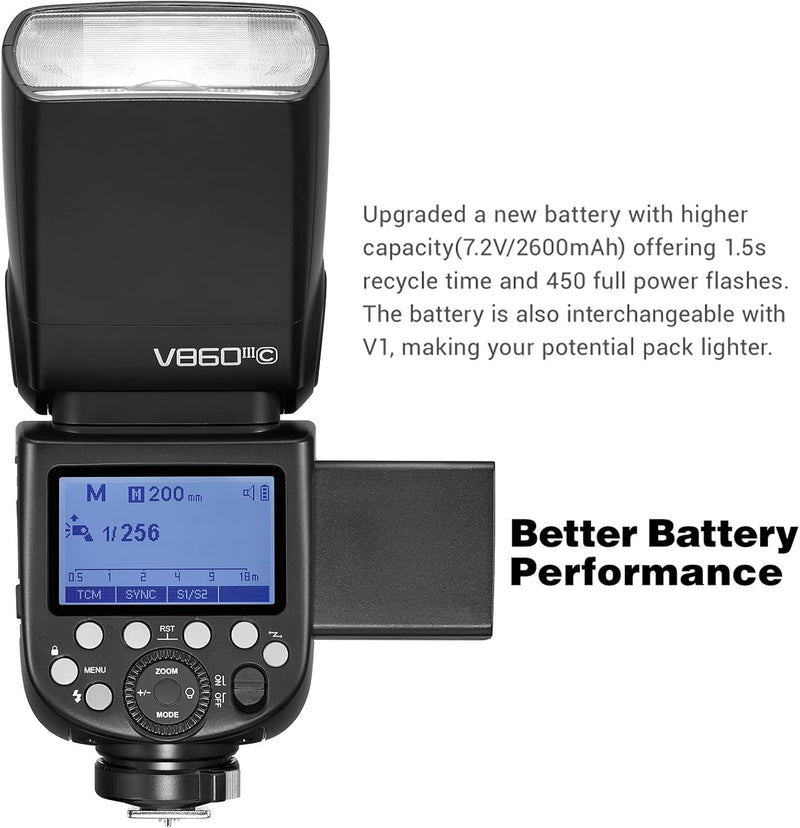 Godox V860III-O Flash for Olympus Camera Flash Speedlite 7.2V/2600mAh Lithium Battery, GN60 2.4G Wireless HSS 1/8000 1.5s Recycle Time 10 Levels LED Modeling Light for Olympus/Panasonic Cameras