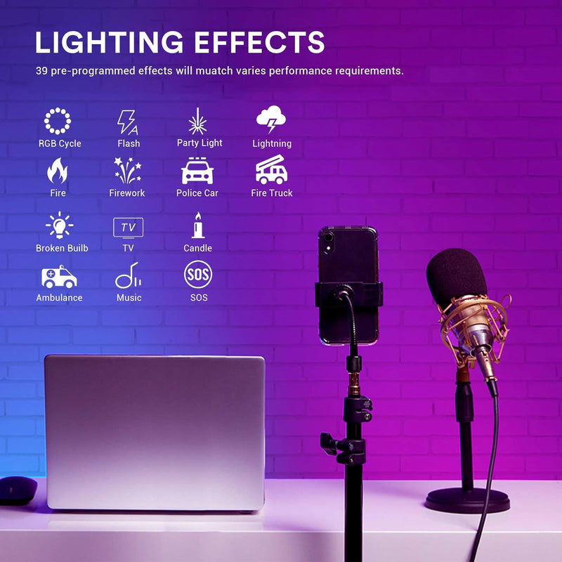 Godox CL10 RGB Ambient Light, 36000 Colors LED RGB Atmosphere Background Light with 39 Special Light Effects, Studio Decorate Light with APP/Remote Control, LED Video Light for Streaming, YouTube