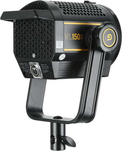 Godox VL150II LED Video Light, 76000 Lux 165W LED Continuous Light, Professional Daylight LED Light 5600k CRI 96+, DC or V-Port Lithium Battery Power Supplied, 8 FX Effects APP Control Bowens Mount