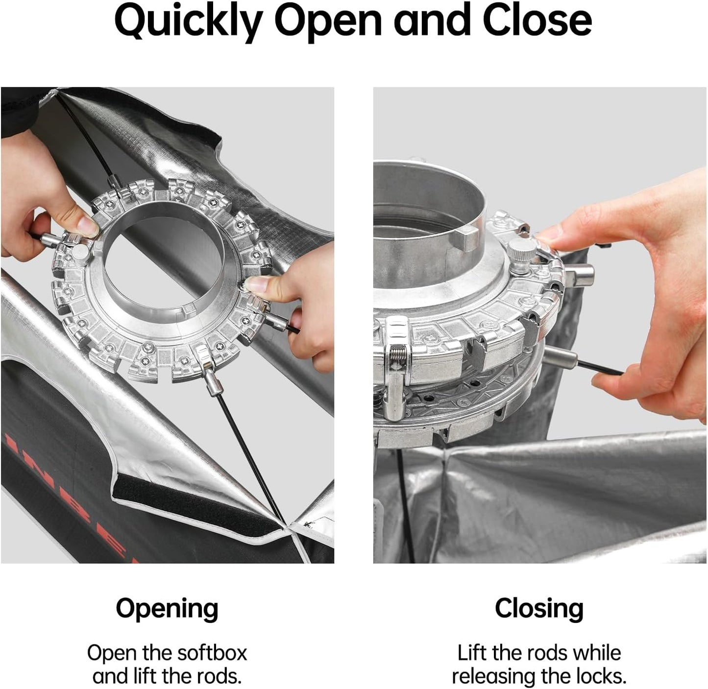 JINBEI Quick Release Rectangular Softbox with Grid and Bowens Mount Speedring 24"x36"(60x90cm)