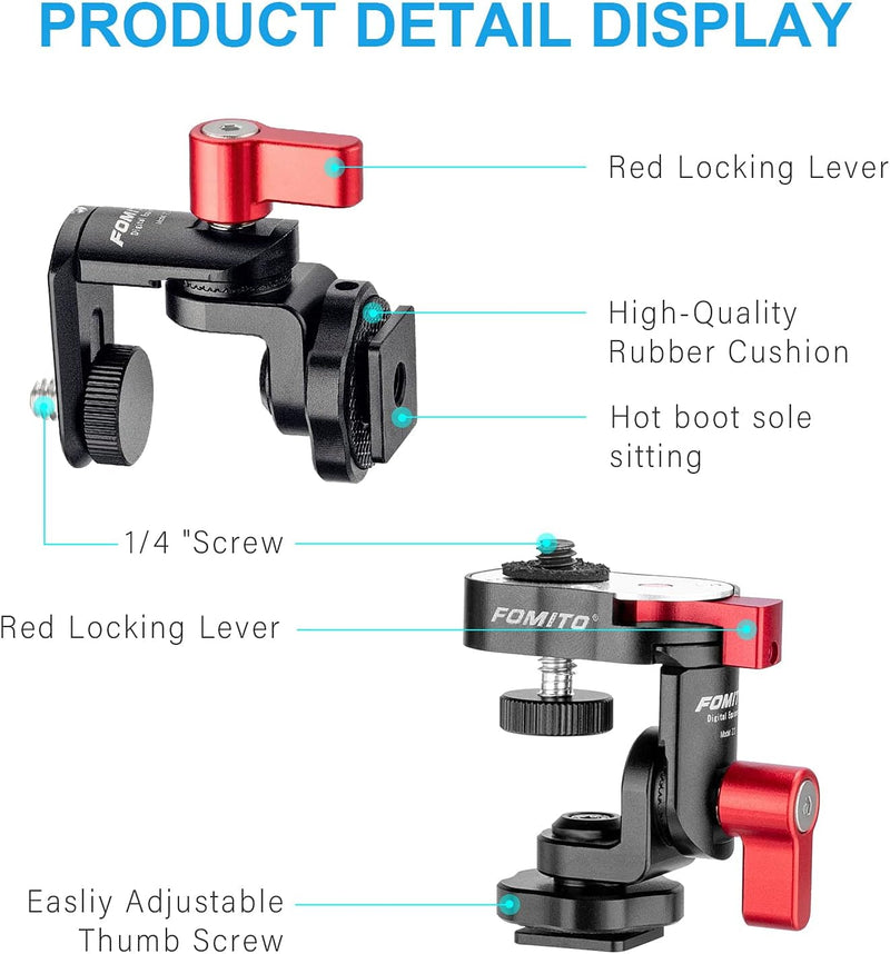 Fomito Quick Release Plate + Rotary Tripod Head for Camera DSLR, Field Monitor, LED Video Light, Microphone