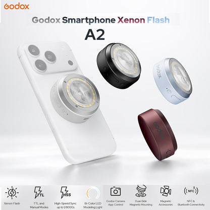 Godox A2 Smartphone Xenon Flash for iPhone (MagSafe Magnetic TTL & 1/8000s HSS)
