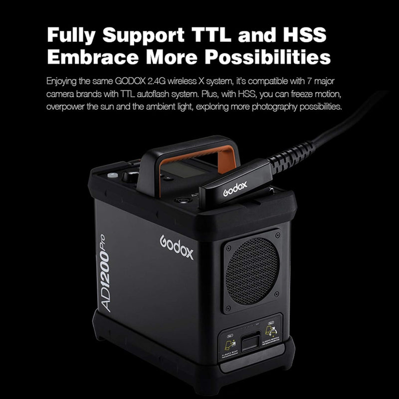 Godox AD1200Pro 1200Ws TTL Power Pack,0.01-2s Recycle Time, Can Suppress Sunlight in Outdoor Bright Light Shooting Environment, with HSS High-Speed Synchronization Anytime Anywhere