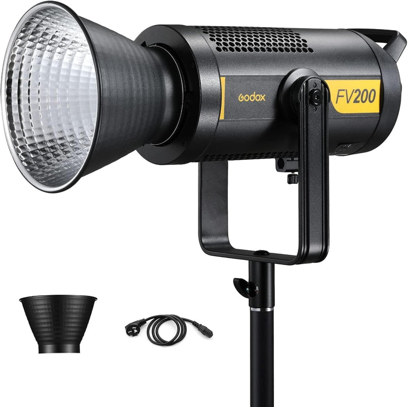 Godox FV200 200W 2.4G Flash LED Light,CRI96+,TCLI 96+,18000LUX,5600K±200K,1/8000s High Speed Sync, Built in 8 FX Special Effects Modes, Compatible for Canon, Nikon, Sony, Olympus,Panasonic