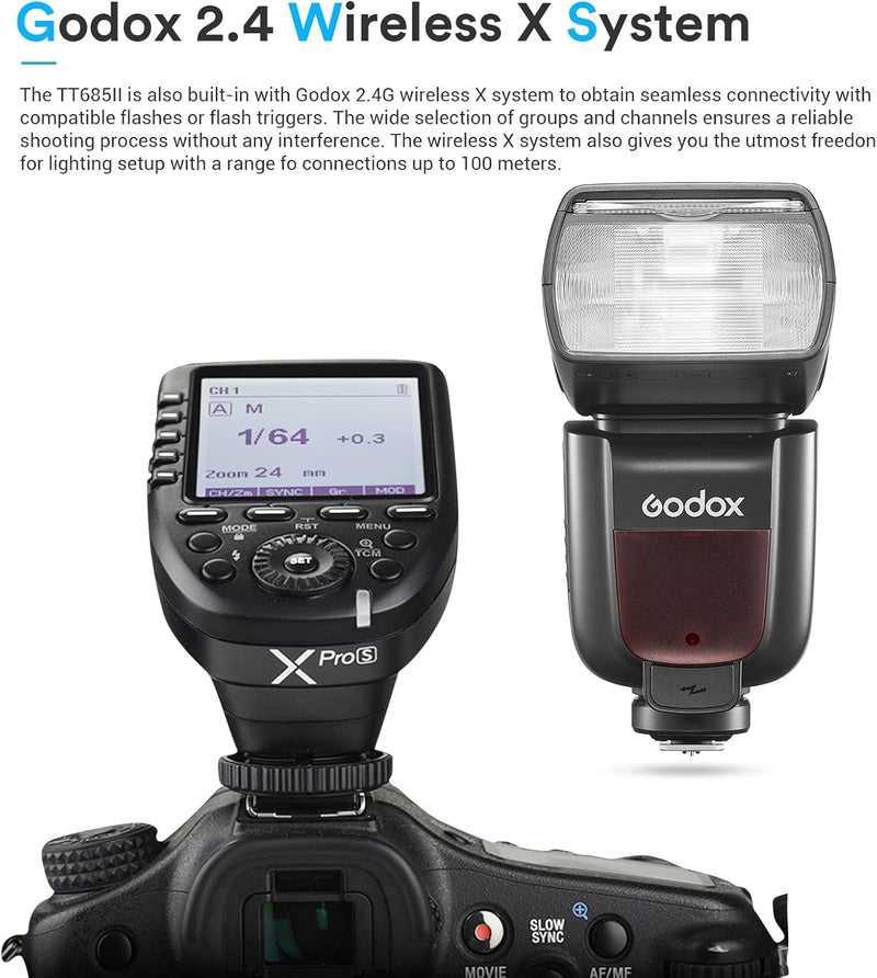 Godox TT685II TT685II-O Flash for Olympus, 2.4G Panasonic Flash Speedlite HSS 1/8000s, TCM Instant Conversion, Quick Release Lock, External Flash Speedlite Compatible for Olympus Panasonic Cameras