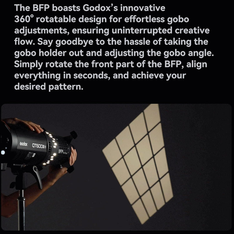 Godox BFP Flash Projection Attachment for Bowens Mount Flash Speedlight, 360° Rotatable, EF Lens Mount, Speedlight Attachment for Godox AD600 Pro, AD1200 Pro, SK400, SK400II, MS300, MS300V, QT Series