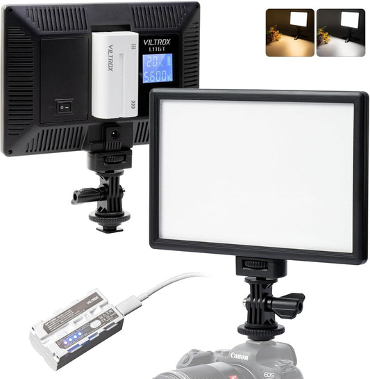 VILTROX 15W LED Video Light Panel, 3300K-5600K On Camera Light, Super Thin Key Light Panel with NP-F550, Led Photography Lighting CRI95+ for Studio Photography Video Recording Live Streaming （L116T
