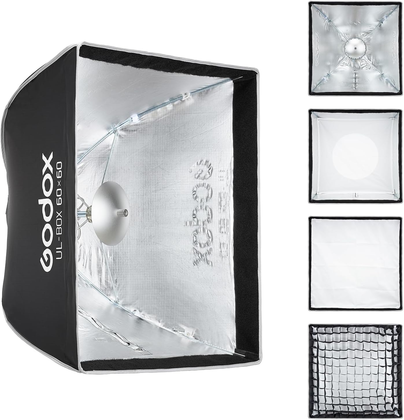 Godox UL-Series Quick Release Umbrella Softbox - 5 Shapes Edge Mask & Bowens Mount for Portraits/Product/Live Streaming, BOX 60x60cm