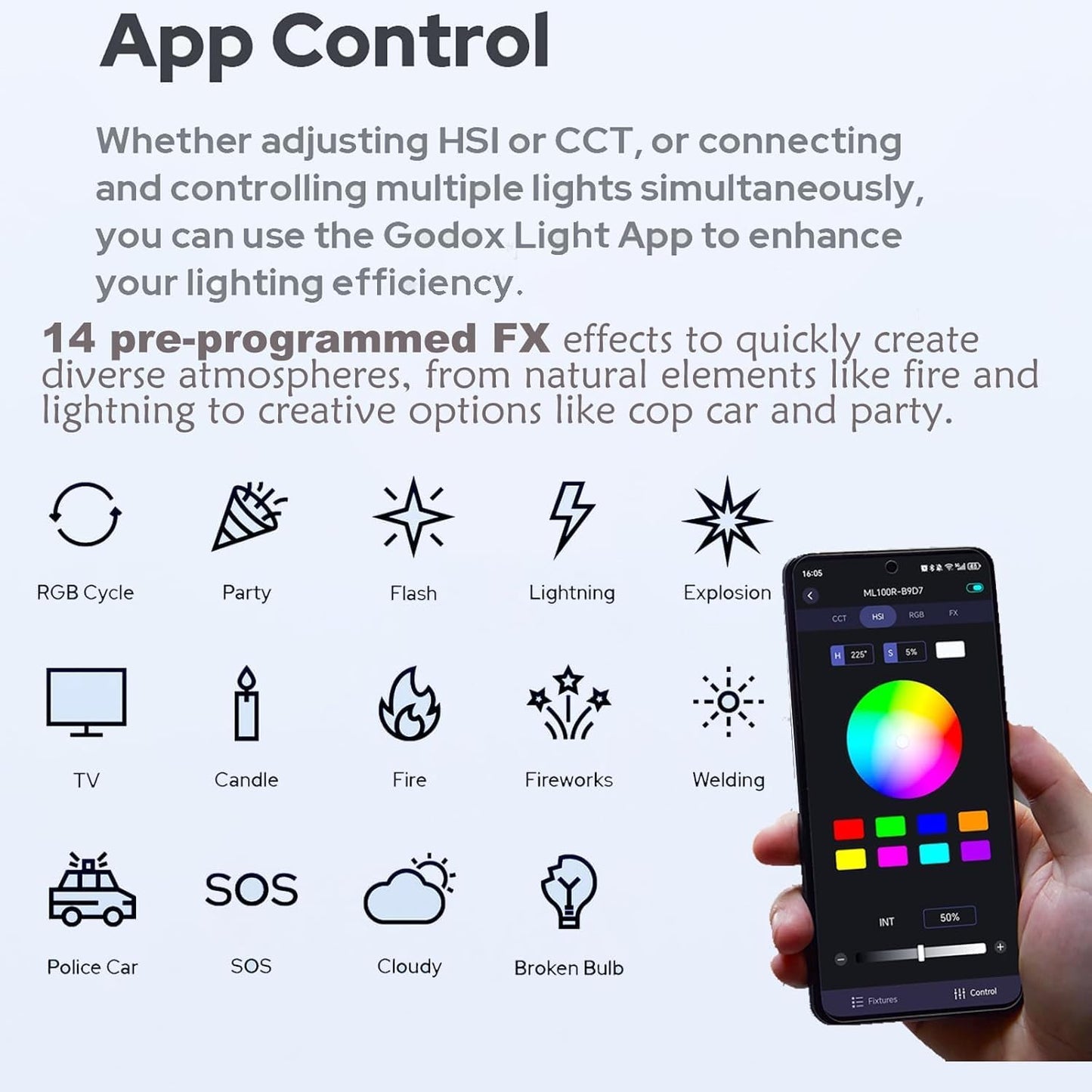 Godox ML100R RGB LED Video Light 110W CCT 1800K-10000K,App Control for Portraits Photography Lighting,YouTube/TikTok Video Recording,Filming,Live Streaming,Studio Lighting Production